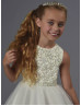 Beaded Tulle Floor Length Wedding Flower Girl Dress